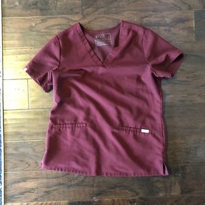 figs burgundy scrubs set